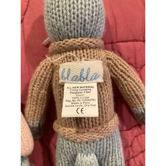 Blabla Crochet Knit Dolls Rattle Pair School Book & Sardine Cats Preowned - Picture 4 of 6